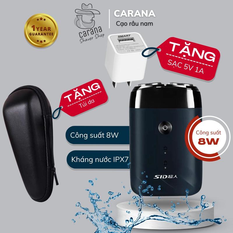 Máy cạo râu Mini nhỏ gọn du lịch SID RS210 đa năng cao cấp công suất lớn 8W 2 lưỡi dao cạo khô và ướt chống nước IPX7 cạo lông