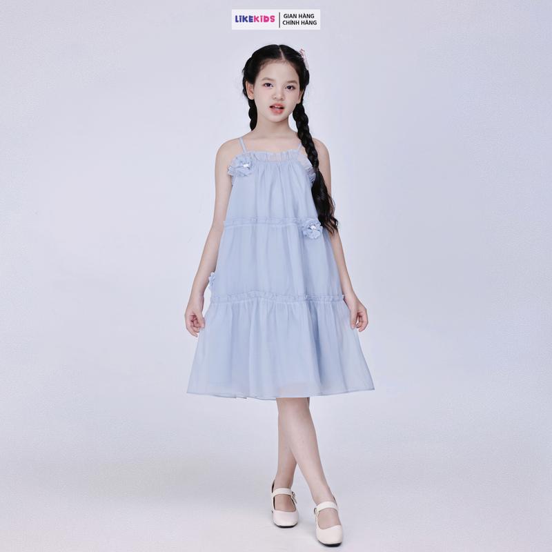 Product Introduction of Đầm váy 2 dây tơ giấy cho bé gái họa tiết BÈO HOA LikeKids MH1 D29 6