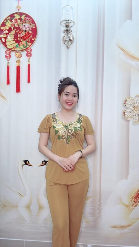 Product Introduction of A55 Đồ bộ thun nữ trung niên áo thêu hoa, tay cánh tiên hai tầng Women thương hiệu đồ bộ Hải Sơn 21