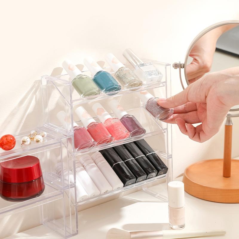 [mqs]Multifunction Clear Nail Polish Rack Cosmetic Display Stand Holder Manicure Tool Storage Organizer 4