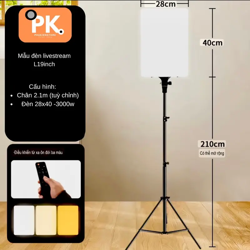 [PK STORE] Đèn LED chữ nhật RL thế hệ mới ánh sáng đẹp hỗ trợ  chụp ảnh livestream, quay video chuyên nghiệp thế hệ mới + có hỗ trợ giá điện thoại tuỳ chỉnh (2 trong 1) Tiện lợi  , chân xịn 3