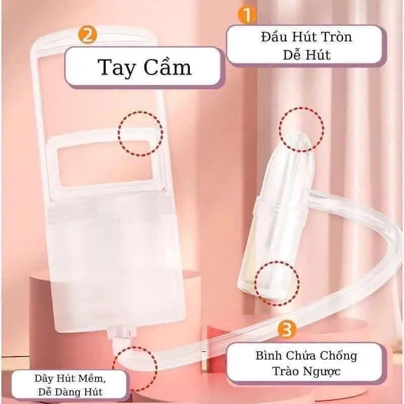 Hút mũi cầm tay tiện lợi siêu hót hít của năm, có khoang chứa dịch nhiều nhất, tránh chảy ngược lại khoang mũi. Máy hút mũi Nasal 4