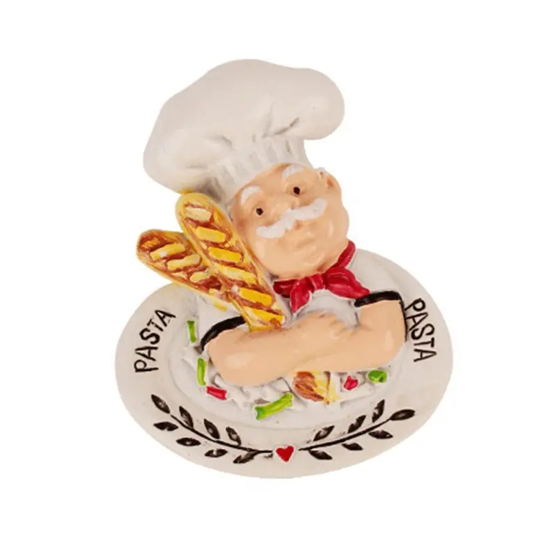Magnet peti sejuk resin 3D, patung Chef Perancis Itali, magnet peti sejuk, hiasan rumah, dapur dan restoran