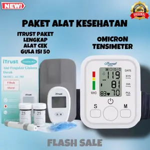 [PAKET BUNDLING] OMICRON CEK TENSI DARAH DIGITAL VOICE INDONESIA & ITRUST ALAT CEK GULA DARAH DIABETES LENGKAP ISI 50 .