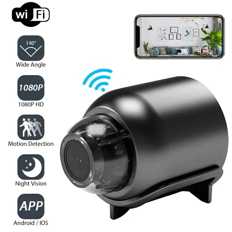 Camera WiFi Mini, HD 1080P, Tầm nhìn ban đêm hồng ngoại, Phát hiện chuyển động, Góc rộng, Camera IP, Máy quay phim an ninh gia đình, Kết nối WIFI 2.4G
