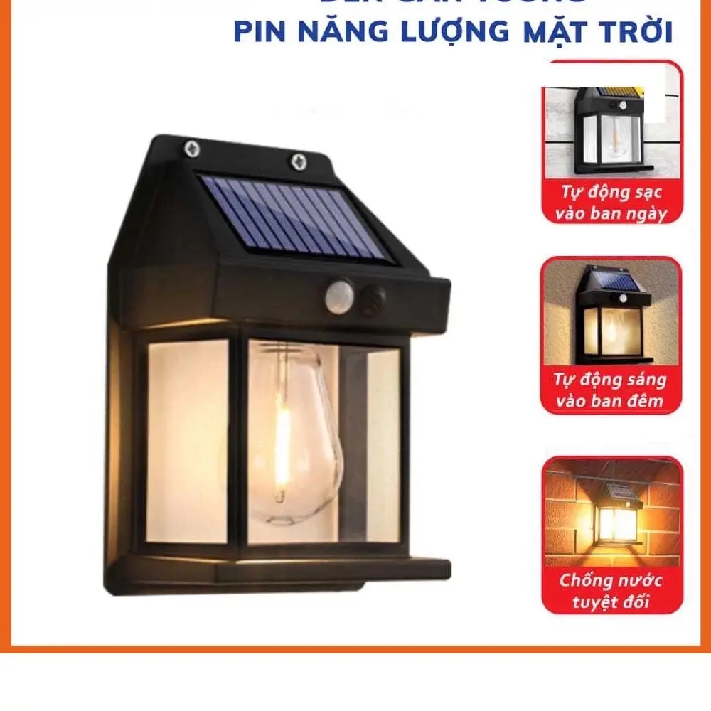 ￼Đèn Treo Tường Cảm Biến Chuyển Động Pin Năng Lượng Mặt Trời  Chống Thấm  Trang Trí Sân Vườn Dây Vonfam