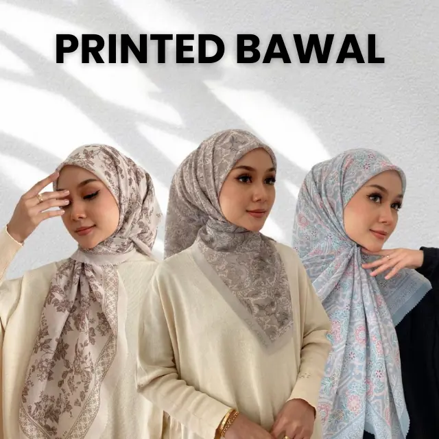 100 Colors 110x110CM Tudung Bawal Printed Raya Hijab 45 Raya 2024 Voile Printed Square Hijab Tudung Ruffle Rawdah Bawal