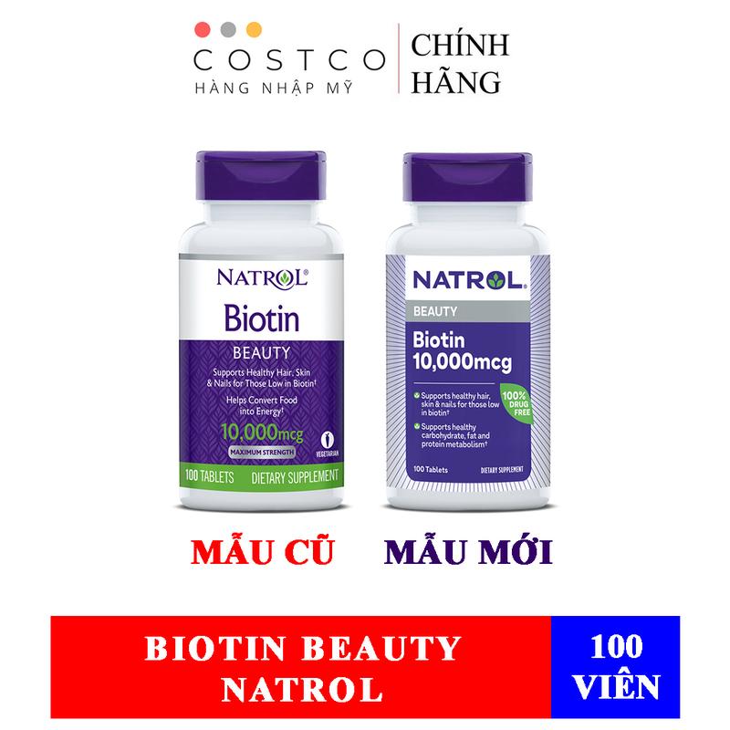 Viên Uống Hỗ Trợ Tóc Chắc Khoẻ, Giảm Thiểu Tình Trạng Tóc Gãy Rụng Natrol Biotin Beauty 10,000 mcg (1 Hủ/100 Viên)