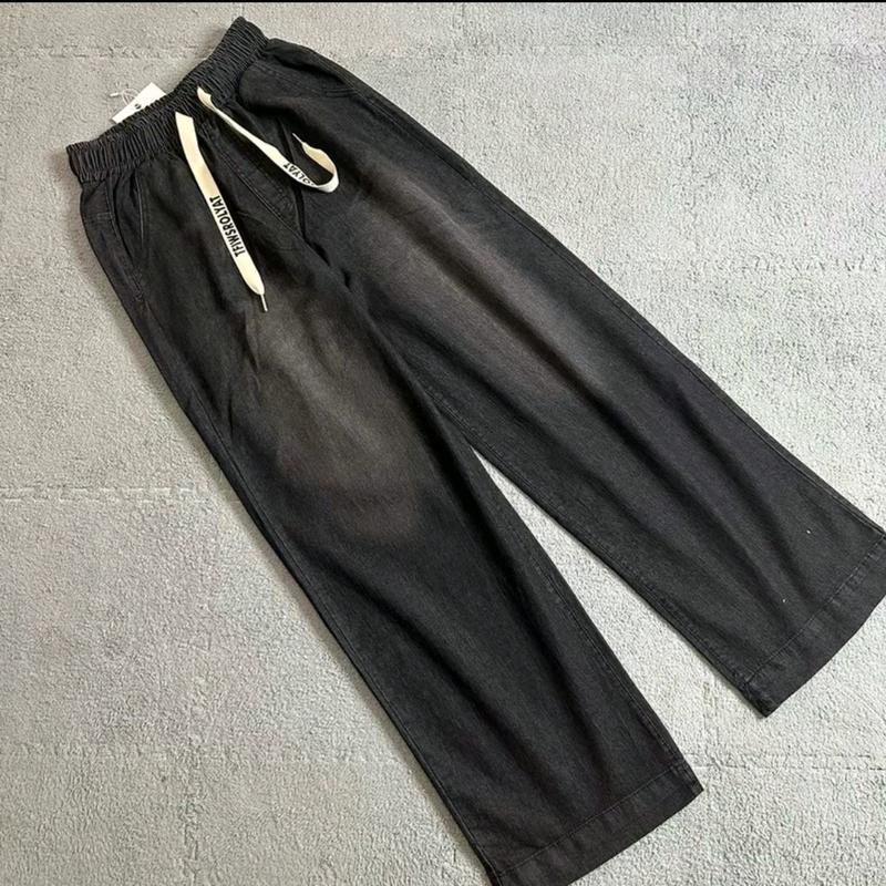 Quần Jeans Baggy Cạp Chun Ống Rộng Xuông Cạp Cao Nam Nữ Unisex , Quần Baggy Jean Chất Bò Thổ Women pant Ong Menswear