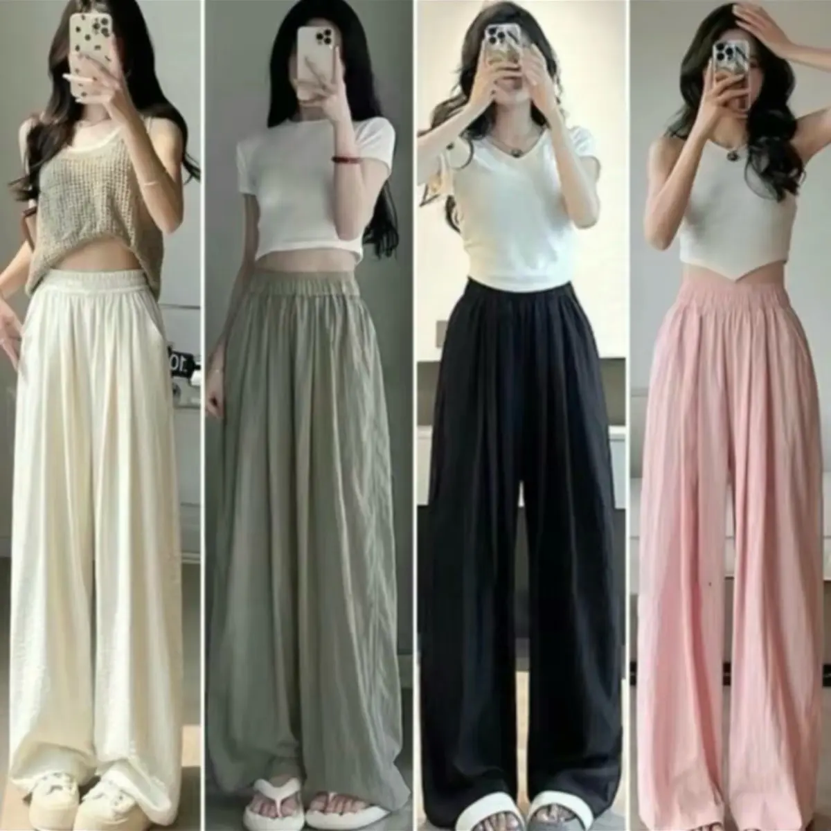 Quần đũi xước ống rộng siêu mát cho nữ [hỗ trợ cắt gấu] - Pants, Ong