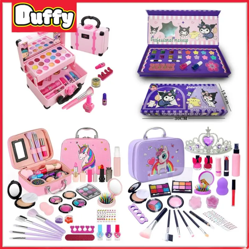 【Duffy toys】Kuromi Make Up Anak Anak Set Aman Asli / Make Up Anak Anak BPOM Alat Dandan Anak Bisa Dihapus Make Up Set Kosmetik Anak Mainan Make Up Hadiah Gadis/ Frozen Set Kado Mainan Anak Perempuan Bahan Alami Anak Perempuan Makeup Nail Art Koper
