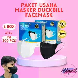 ABBIGAIL 6 BOX (300 PCS) PAKET HEMAT USAHA BUNDLE USAHA MASKER DUCKBILL DUCK BILL FACEMASK 3PLY 3 PLY BAHAN TEBAL BEST SELLER HITAM PUTIH MIX UKURAN DEWASA 3020