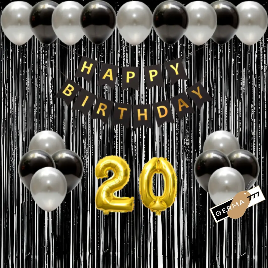 Paket Set Dekorasi Pesta Ulang Tahun Anak Cewek Cowok Balon Tirai Hitam Banner Happy Birthday