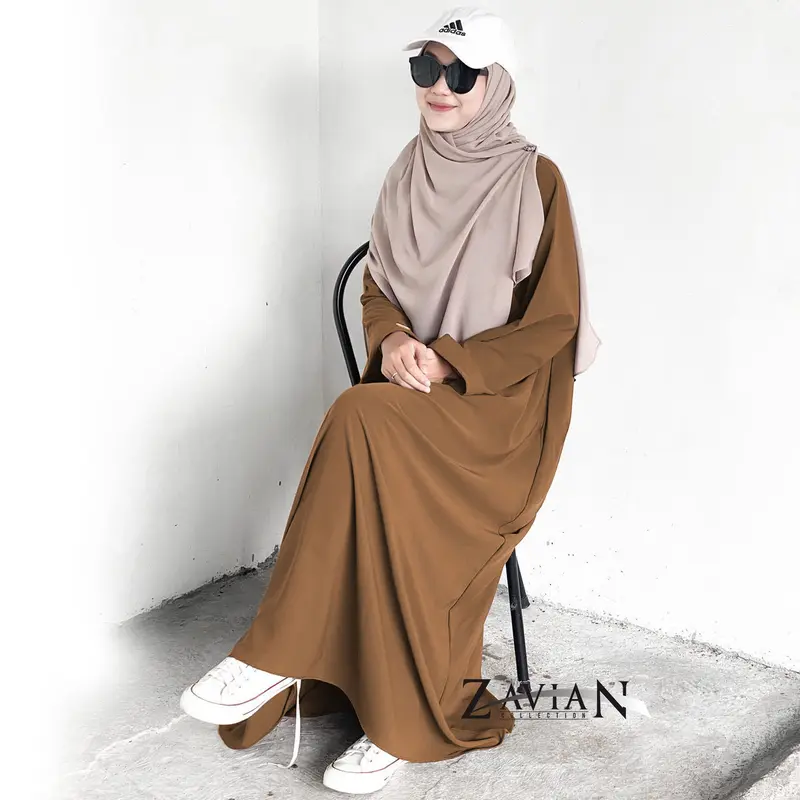 Zavian Gamis Abaya Wanita Kekinian Polos Wolpis Premium Ukuran S M L XL XXL /Basic Abaya Polos Wanita Terbaru Muslim Hitam Remaja Syari Dress Dewasa Maxi Lebaran Mewah Simple Arab Pesta 8