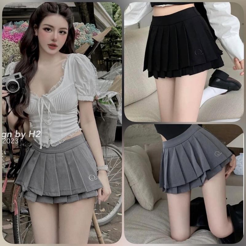  Chân Váy Xếp Ly 2 Lớp Chữ Q Có Quần Bảo Hộ 