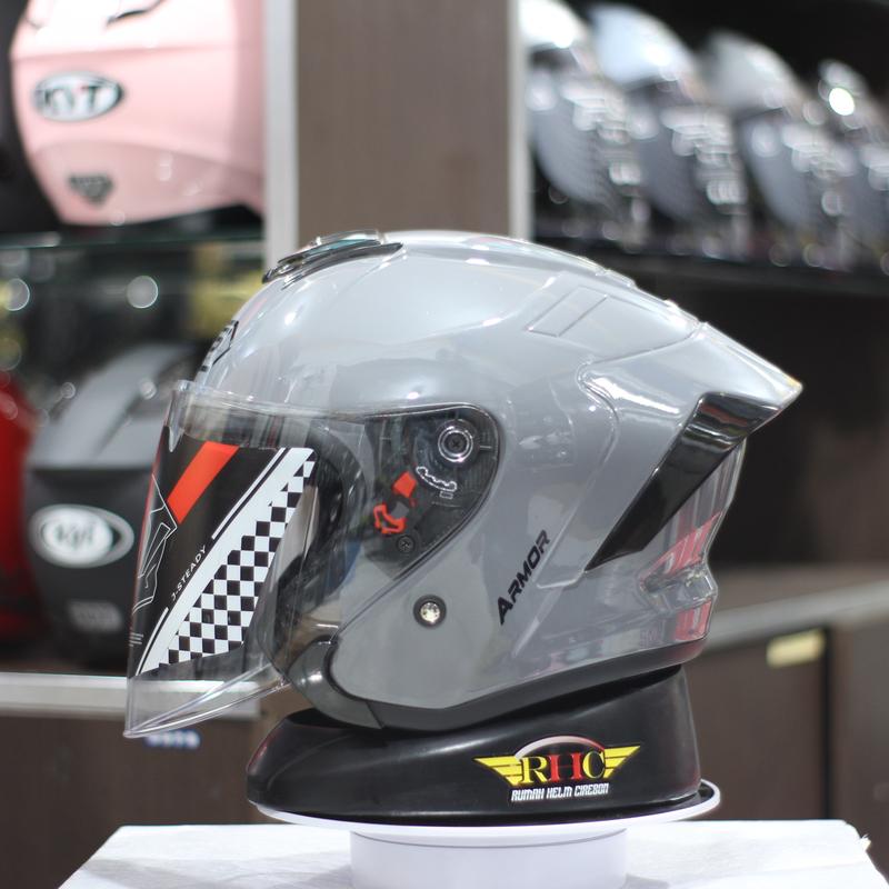 helm JS armor half face solid /polos, sudah Standard SNI, helm kekinian untuk pria dan wanita dewasa Warna Putih Glossy Helmet Motorcycle 8