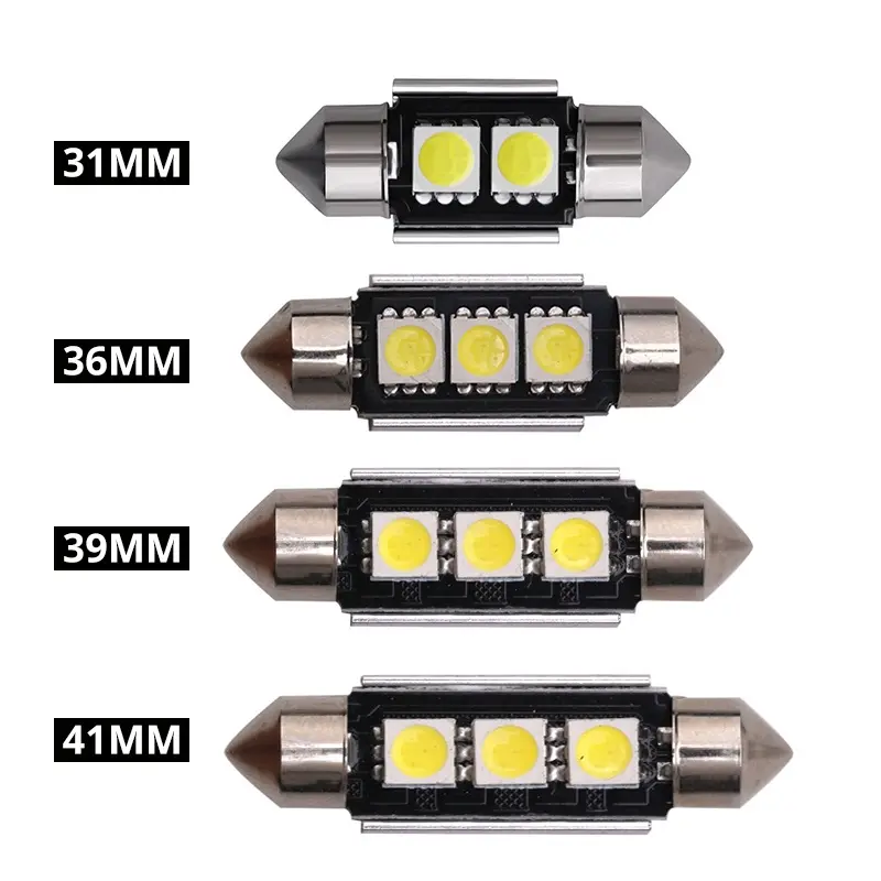 10PCS Car Festoon 31mm 36mm 39mm 41mm 5050 SMD LED Festoon Light CANBUS Error Free c5w Car Auto Reading Dome Light Bulb White DC12V