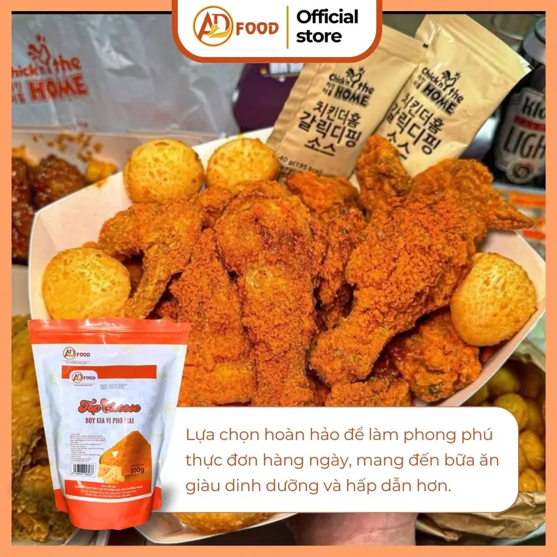 100g Bột phô mai Top Chese vị mặn ADFOOD - màu cam đậm, dùng để lắc khoai tây chiên, gà rán, bắp rang bơ, pha chế cùng nước sốt hoặc rắc trực tiếp lên món ăn đã chế biến.... 5