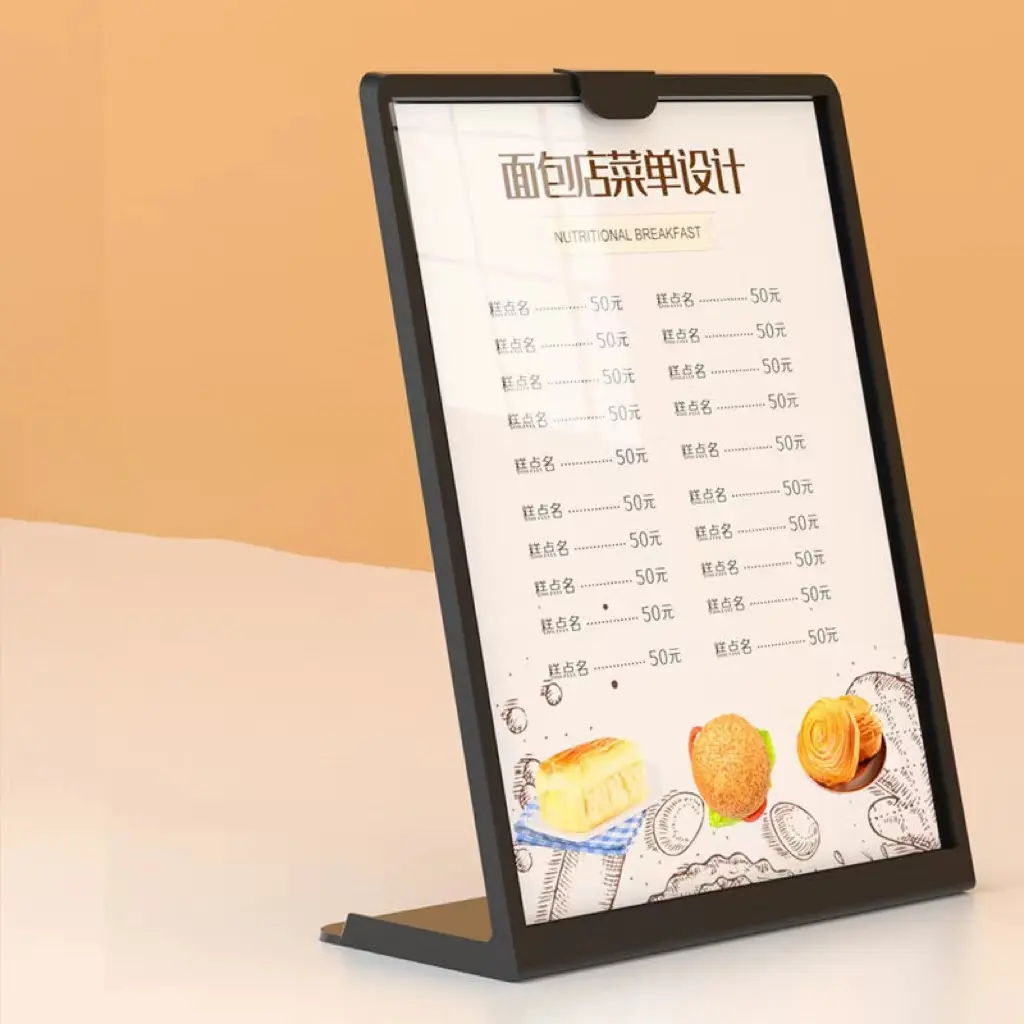 A4 Acrylic Menu Display Stand L-Shaped Restaurant Desktop Display ...