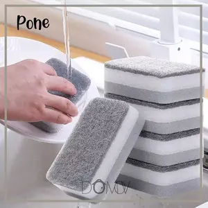 DOMOV PONE Double Side Spons Cuci Piring Serbaguna Spons 2 Sisi Abu