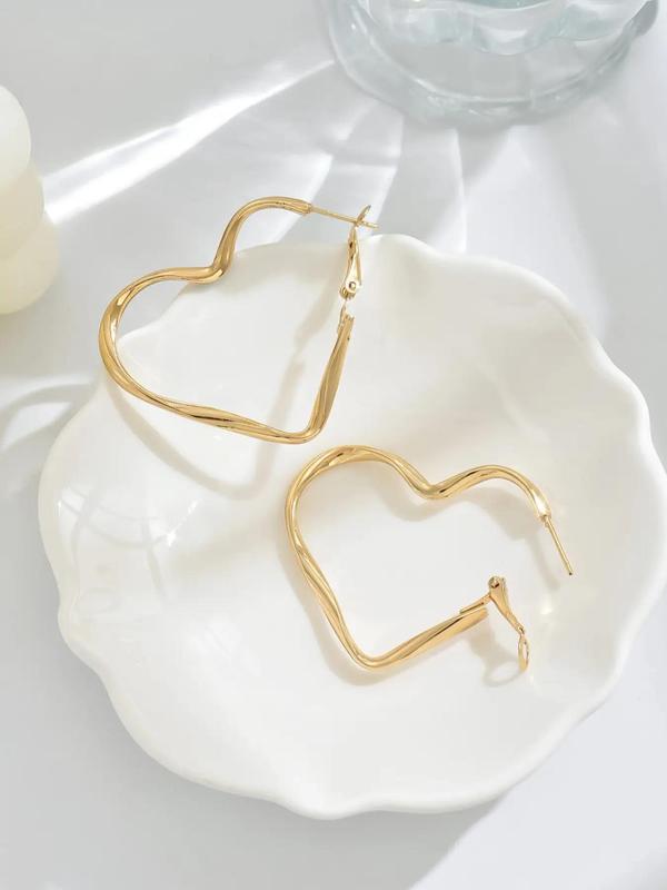 Fashionable Heart Shaped Hollow Out Design Hoop Earrings, Fashion Jewelry for Party, Daily Clothing Decor, Trendy All-match & Exquisite Jewelry for Birthday Gift, Valentine's Day, Gift, Accessories for Women 4