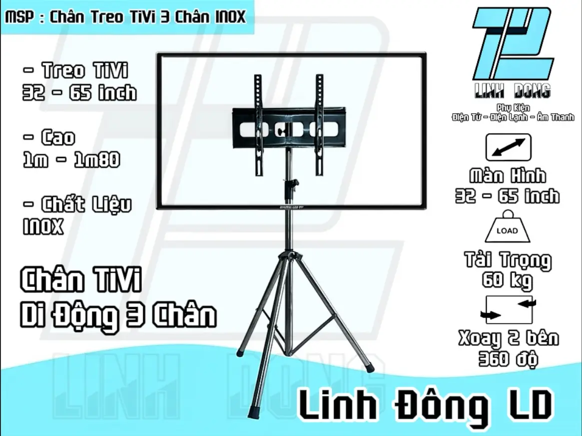 Chân Treo TiVi – Chân TiVi 3 Chân – Chân Treo TiVi “ Inox – Sắt “ Di Động Sơn Tĩnh Điện – Chân Treo TiVi 32inch - 65inch
