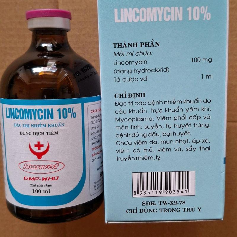 Lincomycin 10% đặc trị nhiễm khuẩn, viêm sưng khớp, viêm phổi, hen suyễn, crd cho gà, lợn, chó, mèo (100ml) 5