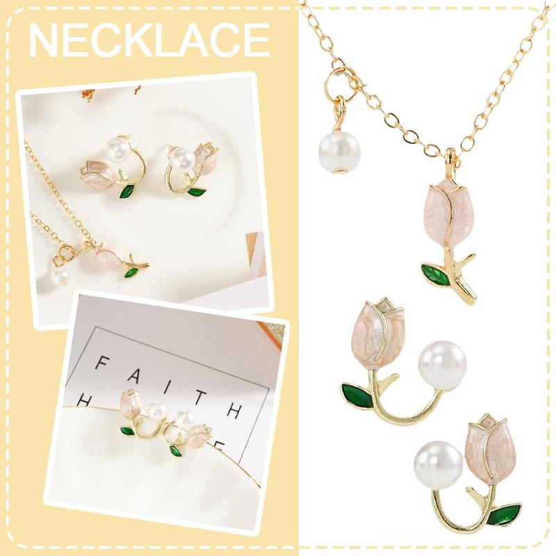 Product Introduction of Fashion Tulip Necklace Cubic Zirconia High Quality Elegant Pendant Accessories Hypoallergenic Birthday Gifts 45