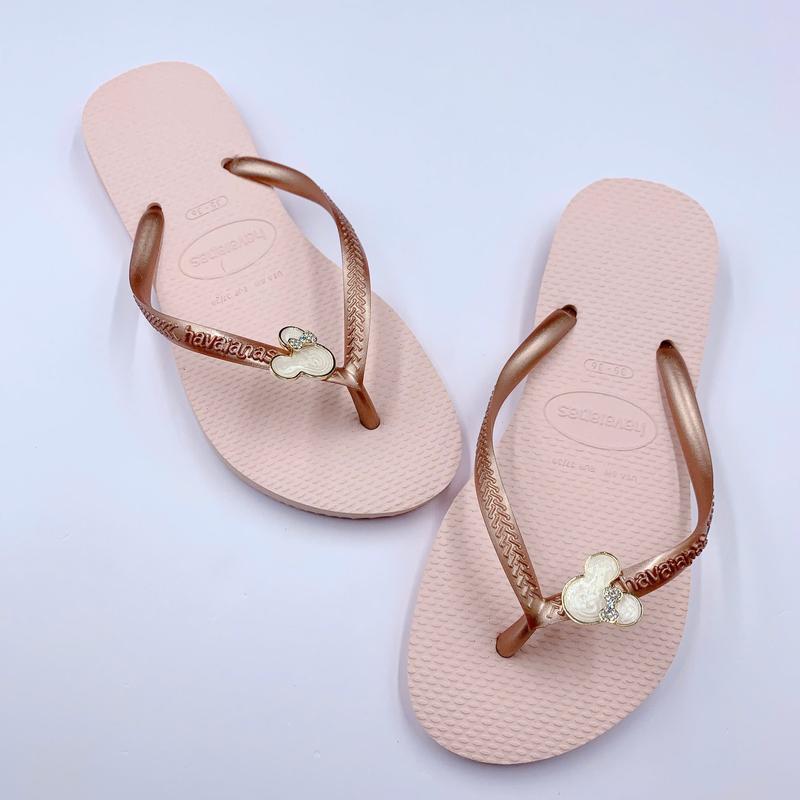 Dép  Havaianas Nữ Slim Gắn Kèm Charm Mickey Milk - Từ Brazil - Cao su non tự nhiên, chống trơn trượt - Thu Hường Havai 5