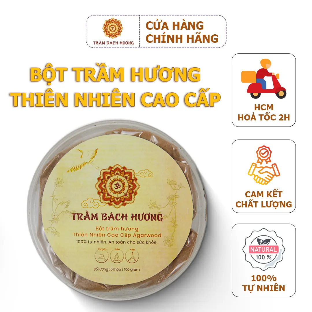 Bột Trầm Bách Hương Thiên Nhiên Cao Cấp 50gr Xông Thơm Nhà An Toàn Sạch Sẽ - Tẩy Uế, Tạo Không Gian An Yên