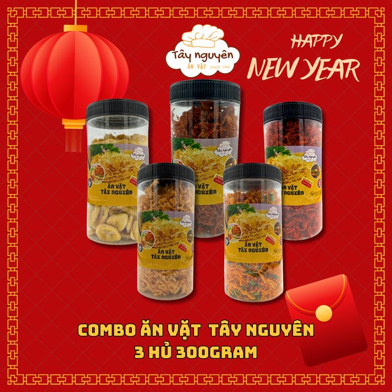 Combo Ăn Vặt Tây Nguyên - 3 Hủ 300Gr  - Khô Gà - Khô Heo - Chà Bông - Chuối. Trải Nghiệm Nhiều Món Snack  Food Chua Nho