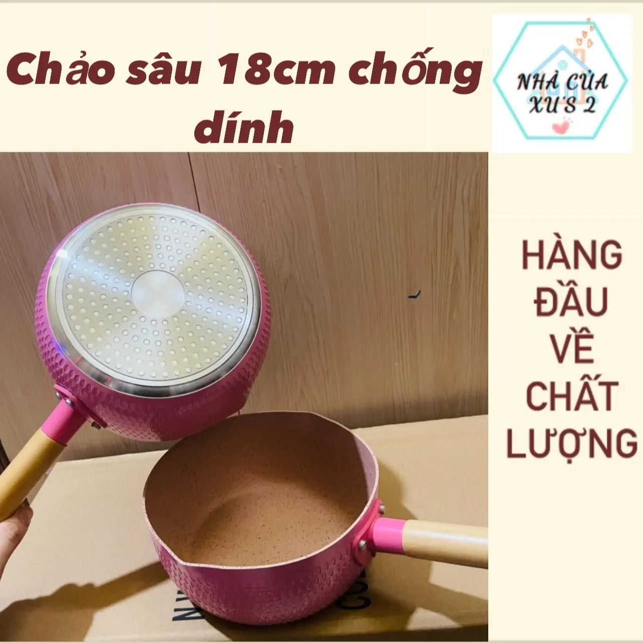 [KHÔNG NẮP] Chảo Chiên Sâu Lòng Chống Dính Không Có Nắp Thủy Tinh 18cm - Chảo Chống Dính Sâu Lòng Bếp Từ Vân Đá Cao Cấp Chao chong  dinh