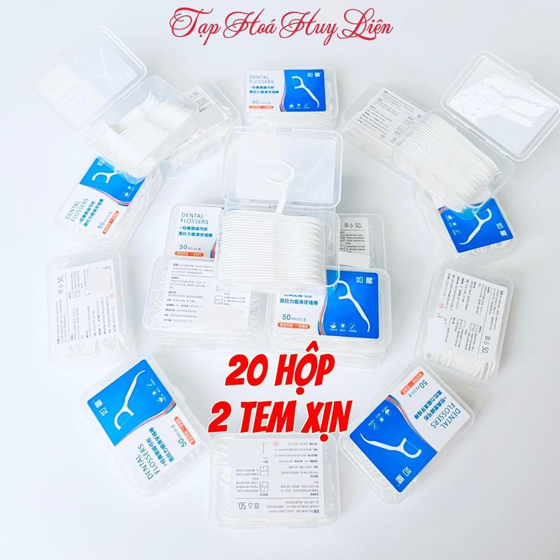 20 Hộp (1.000 Cái) Tăm Chỉ Nha Khoa Tiệt Trùng Chính Hãng Mẫu Chữ Đỏ 2 Tem Xịn (Không Phải Hàng Chỉ Có 1 Tem) - Tạp Hoá Huy Liên
