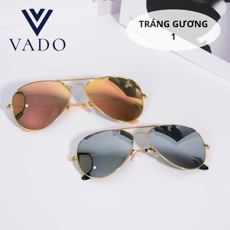 TRÁNG GƯƠNG 1 - Kính râm tráng gương 3 lớp thời trang nam gọng hợp kim mảnh, Kính Mắt hỗ trợ Chống Nắng đi biển, chụp hình - Đi kèm khăn hộp- VADO