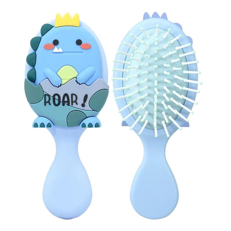 Cartoon Dinosaur Hair Comb, 1 Count Cute Detangling Brush, Travel Portable Comb Folding Mirror for Child Baby Girls Boys, Heatless Styling Tools for Kids, Christmas Gift 4