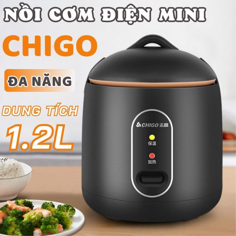 Nồi cơm điện mini tráng chống dính CHIGO, nấu hầm súp cháo đa năng, dung tích 1,2L phù hợp cho 2 người ăn Cooker Nấu Cơm