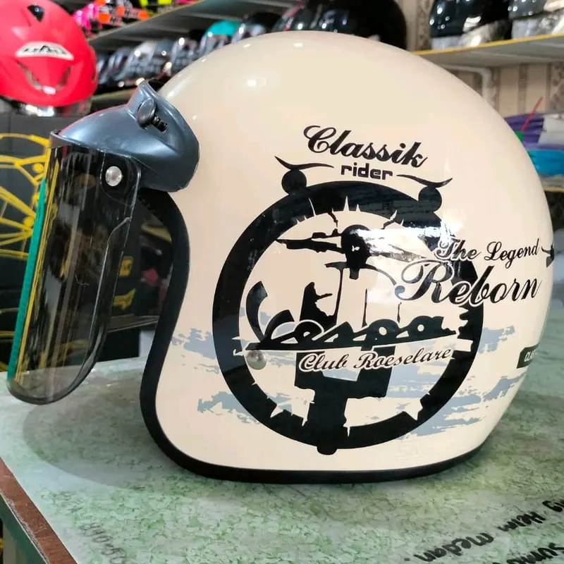 HELM BOGO MOTIF VESVA + KACA DATAR 0
