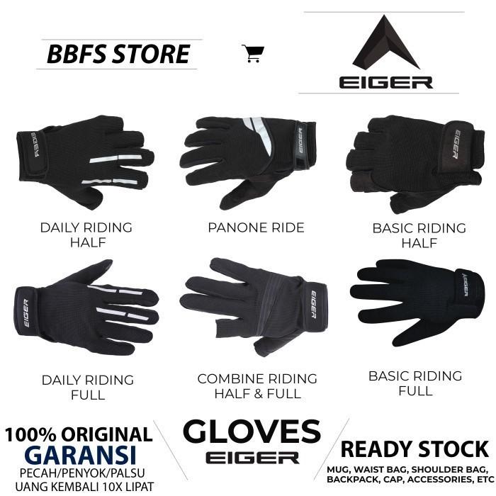 Jual EIGER combine riding glove sarung tangan motor half full pria 100% ...