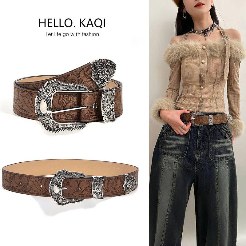 Thắt Lưng Nữ, Màu Nâu Cổ Điển Thiết Kế Độc Đáo, Phù Hợp Với Váy, Quần Jean, Bó Sát Và Eo Thon, Thắt Lưng Trang Trí Cao Cấp thắt  lưng  đính  đá  nữ