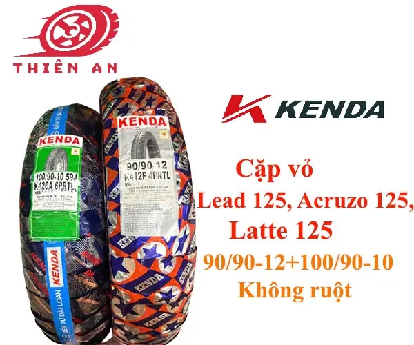 Lốp xe KENDA 90/90-12+100/90-10 cho Lead 125, Acruzo 125, Latte 125 không ruột