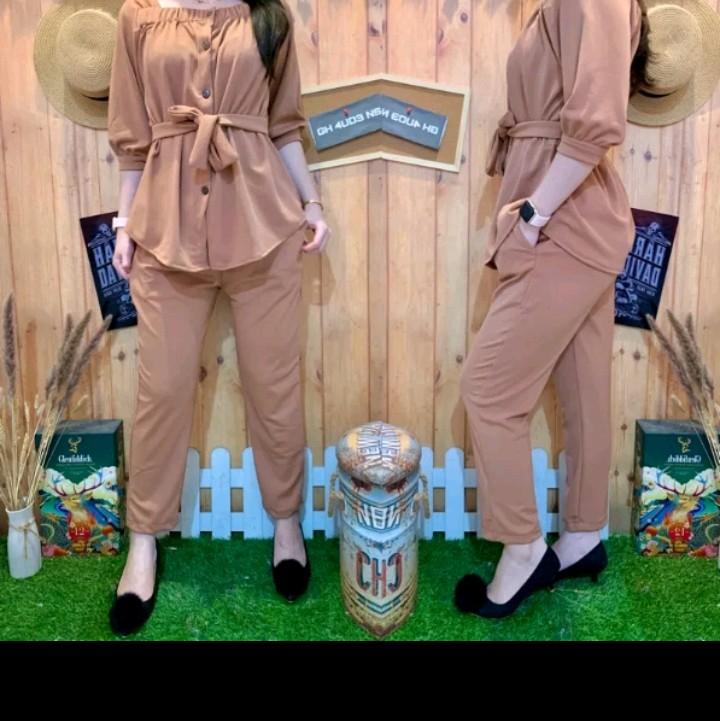 0SETELAN PEPLUM PLAIN RIB KNIT BUTTON #3017-117/134 RIB knit 2
