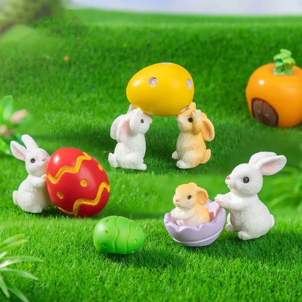 somna Creative Multicolor Mini Easter Rabbit Figurine Easter Egg Accessories Miniature Knickknacks Handicraft DIY Cartoon Buuny Statue Fairy Garden