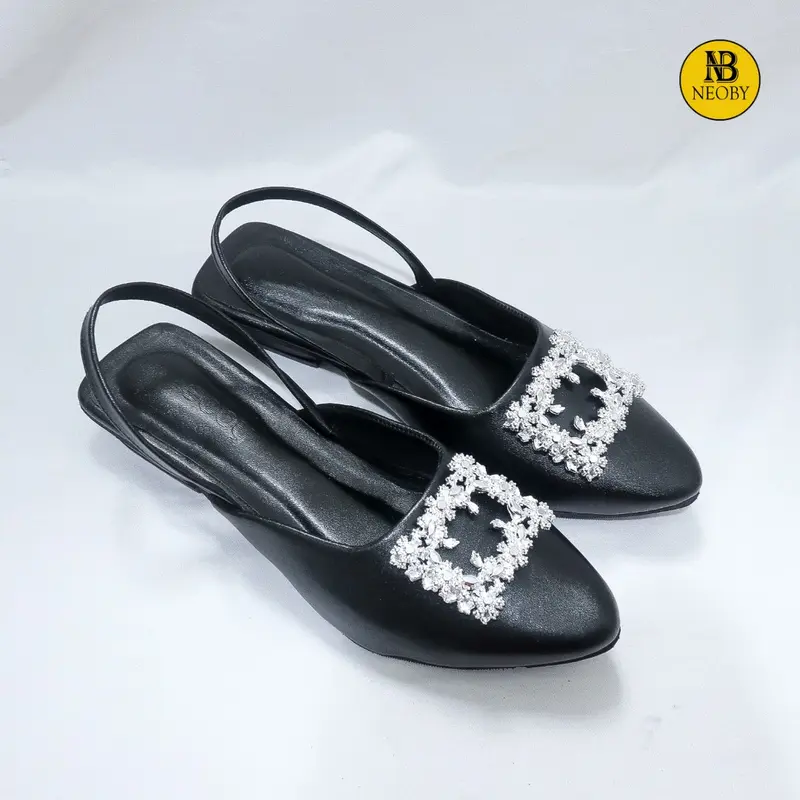 Neoby - MEGAN slip on mules wanita sendal cewek selop flatshoes kerja kantoran kuliah casual heels mewah  Hak Pendek (1-3 cm) 6
