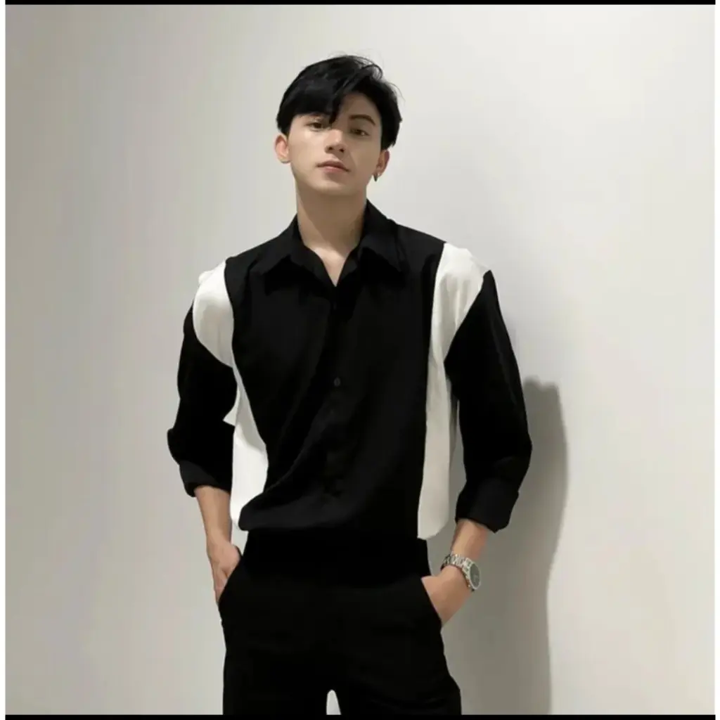 Áo sơmi nam đẹp tay dài phối sọc đen 2 bên vải cotton lụa dày dặn thoáng mát, thiết kế đơn giản trẻ trung mẫu mới cao cấp-TANHSHOP Menswear Có Cổ