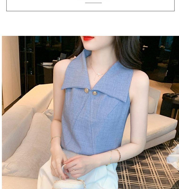 Product Introduction of Áo Sơ Mi Nữ, Trễ Vai Và Không Tay, Cao Cấp, Có Ve Áo, Phong Cách Nữ Thần, Sang Trọng Và Sang Trọng, Thích Hợp Cho Mùa Hè, Áo Phối Kiểu 2024 10