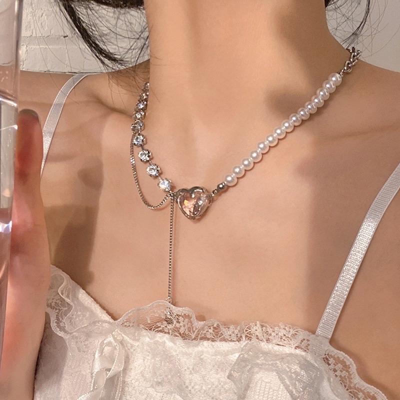 Kalung Mutiara Korea sweet simple pearl love necklace 8
