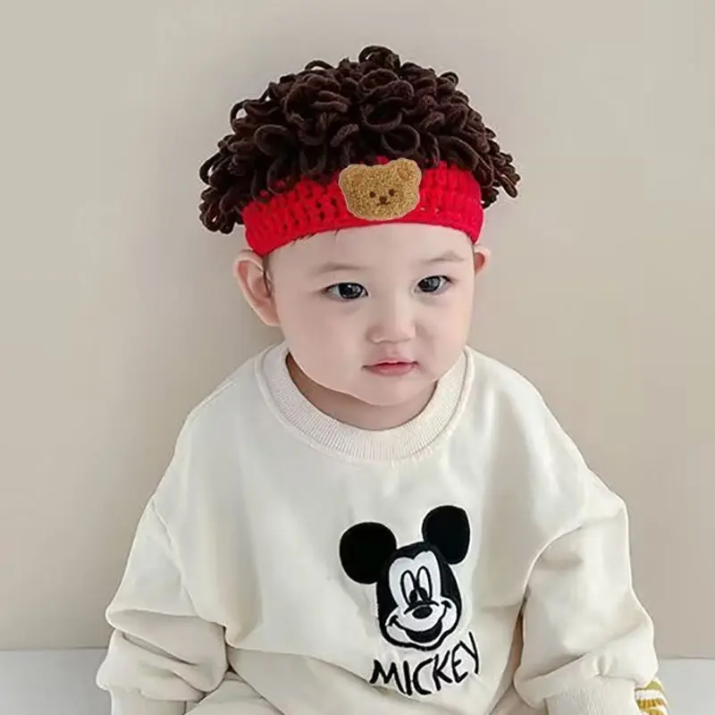 Mũ Trẻ Em Bé Và Trẻ Sơ Sinh, Mùa Thu Và Mùa Đông, Tóc Xoăn, Mũ Len Cho Trẻ Em Bé Trai, Dễ Thương Cho Bé Gái, Ấm Áp Và Vui Nhộn, Tóc Giả Bùng Nổ 1