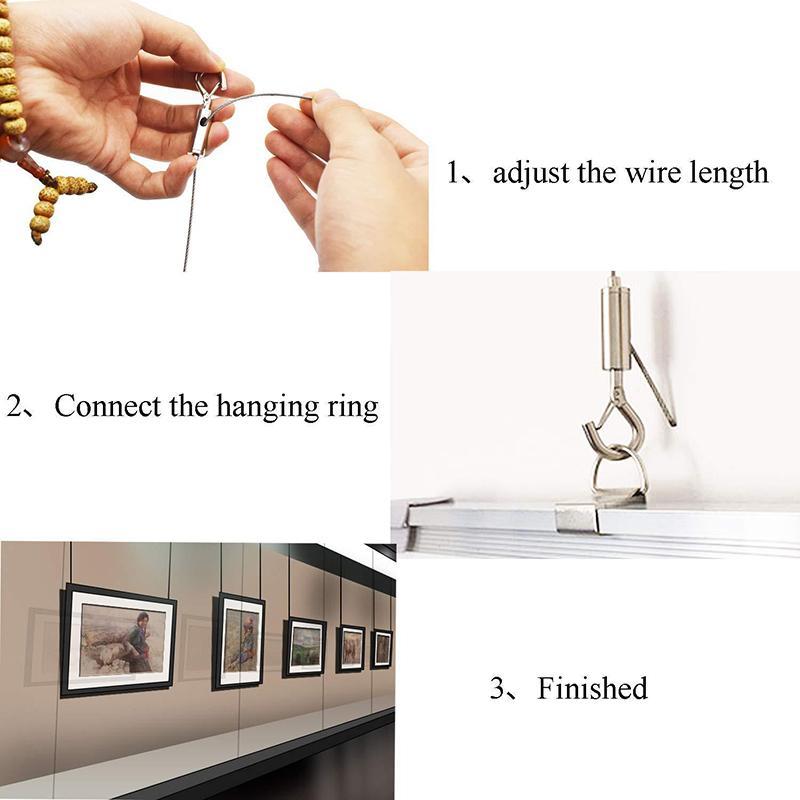 Adjustable Steel Wire Rope with Hook, 1 Count Stainless Steel Hanging Rope, Picture Frame Hanging Rope, Home Organizer for Hanging Picture, Frame 2