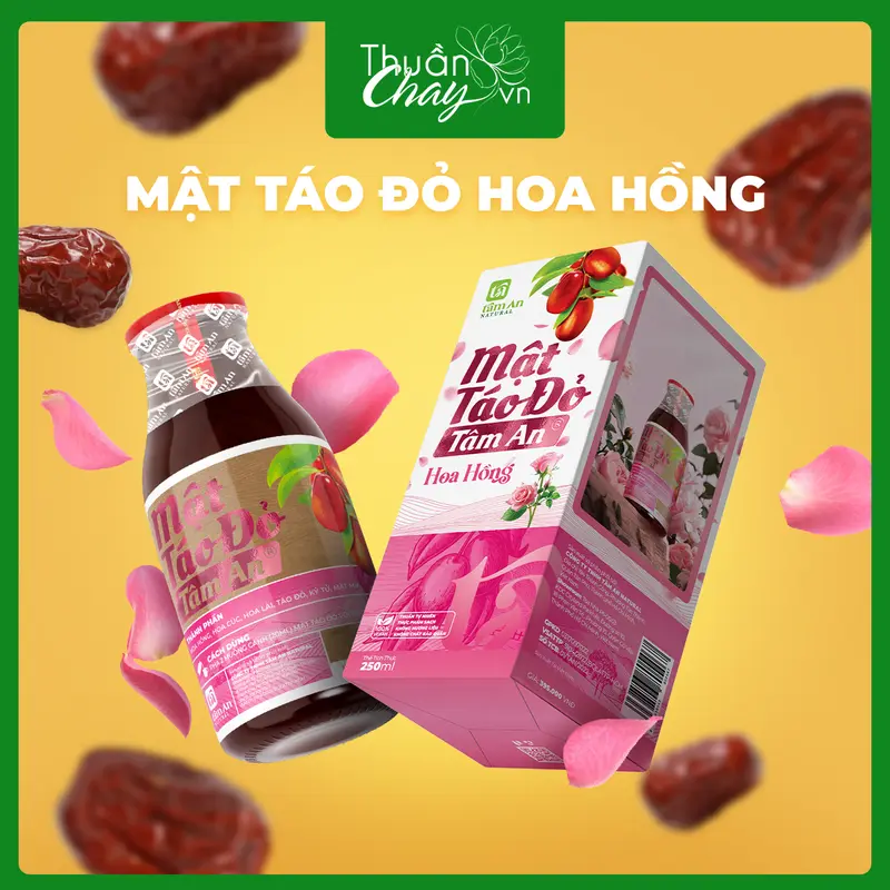 Mật Táo Đỏ Hoa Hồng Tâm An 250ml, Hoa Hồng, Táo Đỏ, Bông Cúc, Hoa Lài, Mật Mía 0