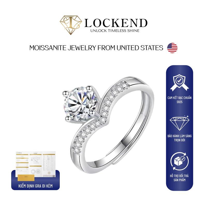 [Lockend] Nhẫn nữ hình vương miện Bạc 295 đính đá Moissanite 1 carat màu D có chứng chỉ GRA sang trọng XJZ031Q-01